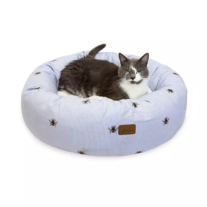 Joules Ticking Bee Doughnut Cat Bed 1 Joules Ticking Bee Doughnut Cat Bed