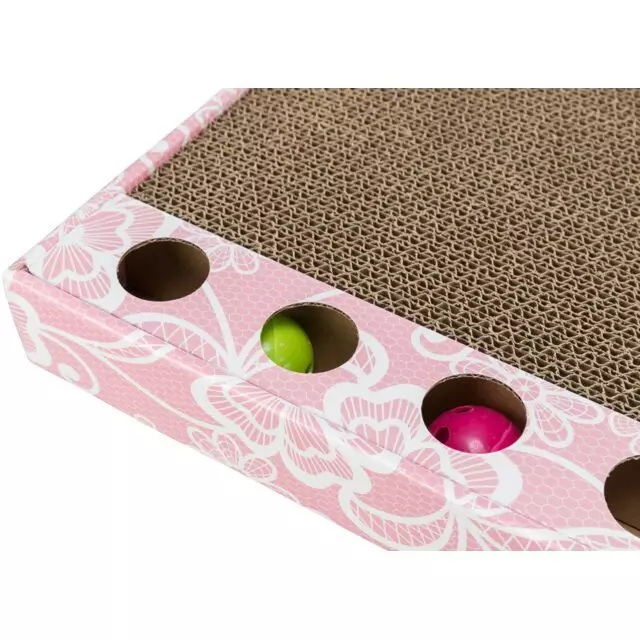 Trixie Cat Pink Scratching Cardboard With Balls 1 Trixie Cat Pink Scratching Cardboard With Balls