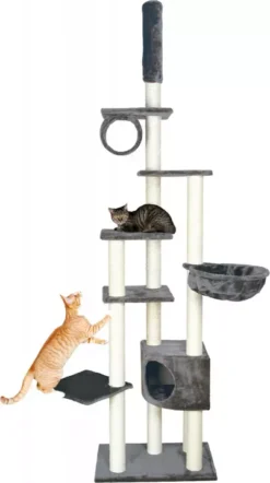 Trixie Madrid Scratching Post Floor To Ceiling For Cats Platinum Grey