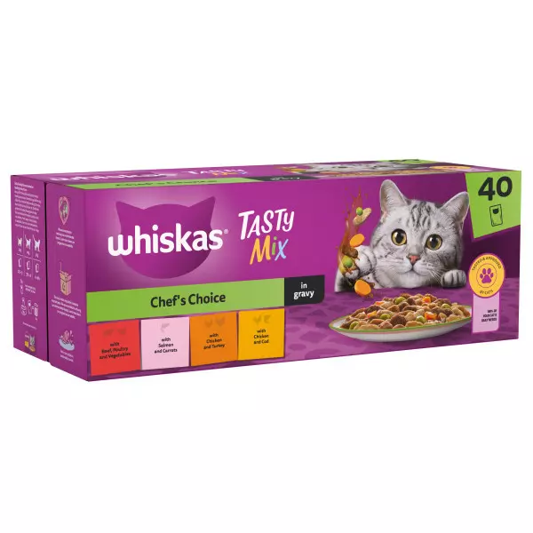 Whiskas 1+ Cat Pouches Tasty Mix Chefs Choice Mega Pack In Gravy 1 Whiskas 1+ Cat Pouches Tasty Mix Chefs Choice Mega Pack In Gravy